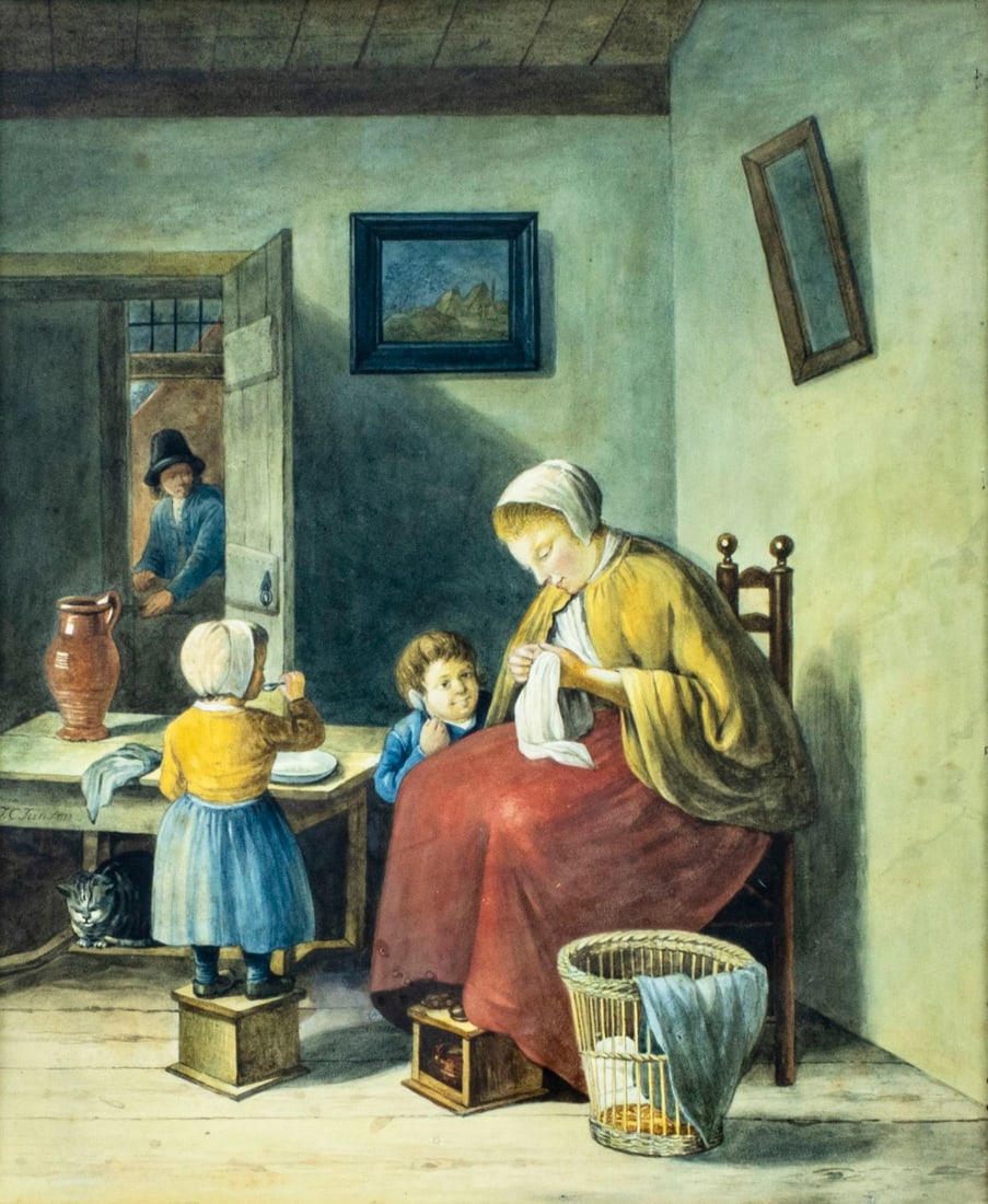 AFTER Johannes Christian Janson (Dutch,1763-1823) watercolor painting antique (1 of 14)