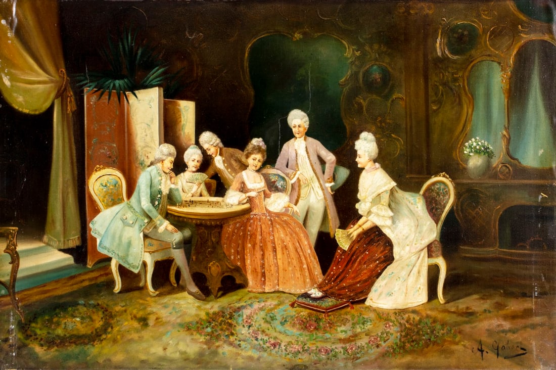 A Gobert (US,early 20C) oil painting antique (1 of 13)