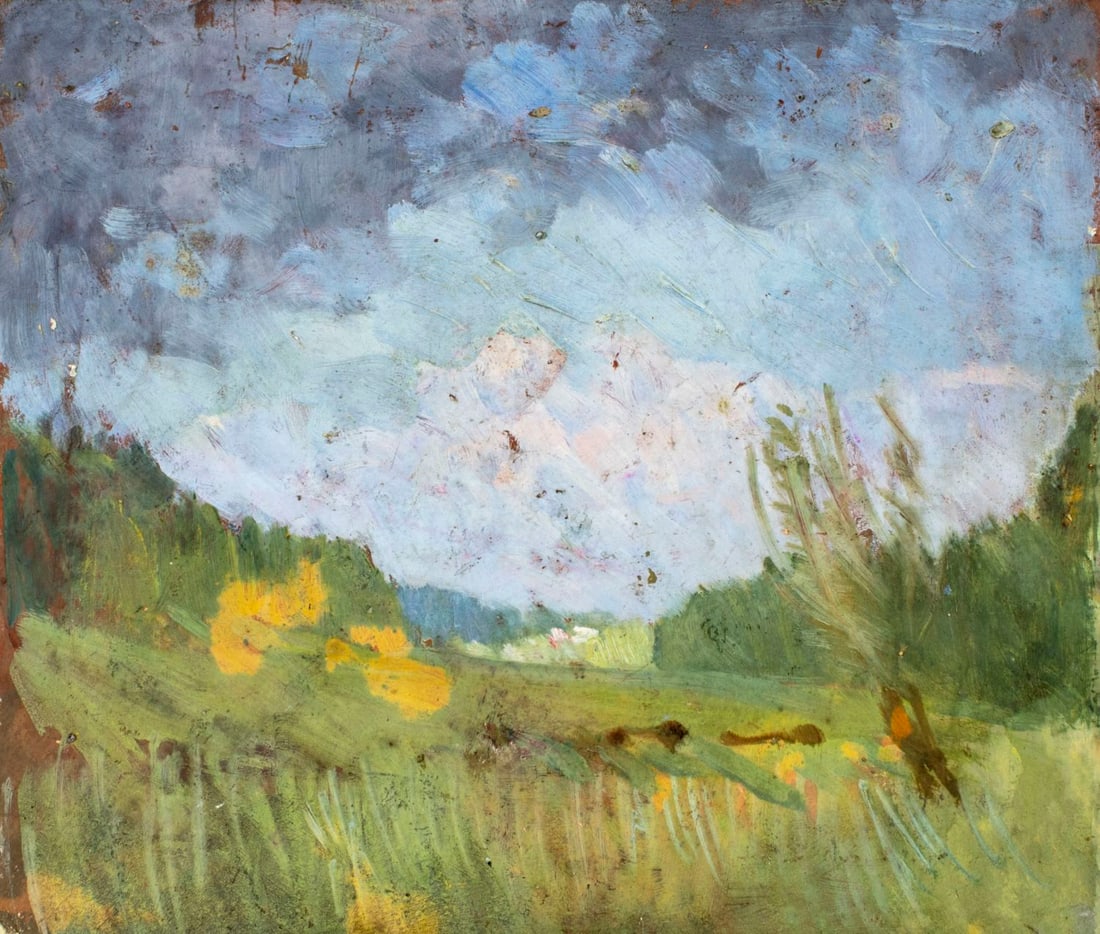 John Doe (US,early 20C) oil painting antique 2-sided (1 of 9)