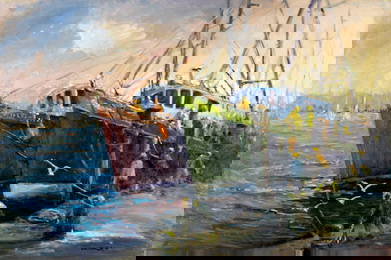 Robert Waltsak (NJ,b 1944) oil painting