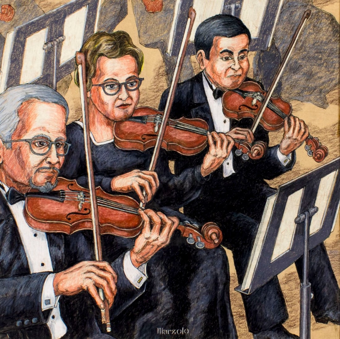 Marzolo (US,20C) mixed media painting (1 of 12)