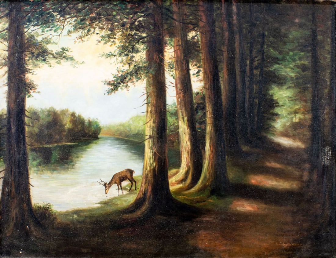 A J Angelo Warner (US,early 20C) oil painting antique (1 of 13)