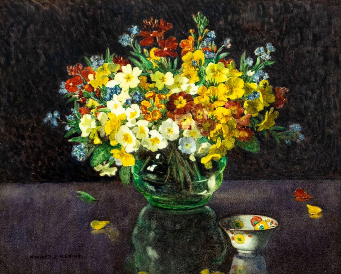 Winnifred J Fleming (UK,early 20C) watercolor painting antique (1 of 13)