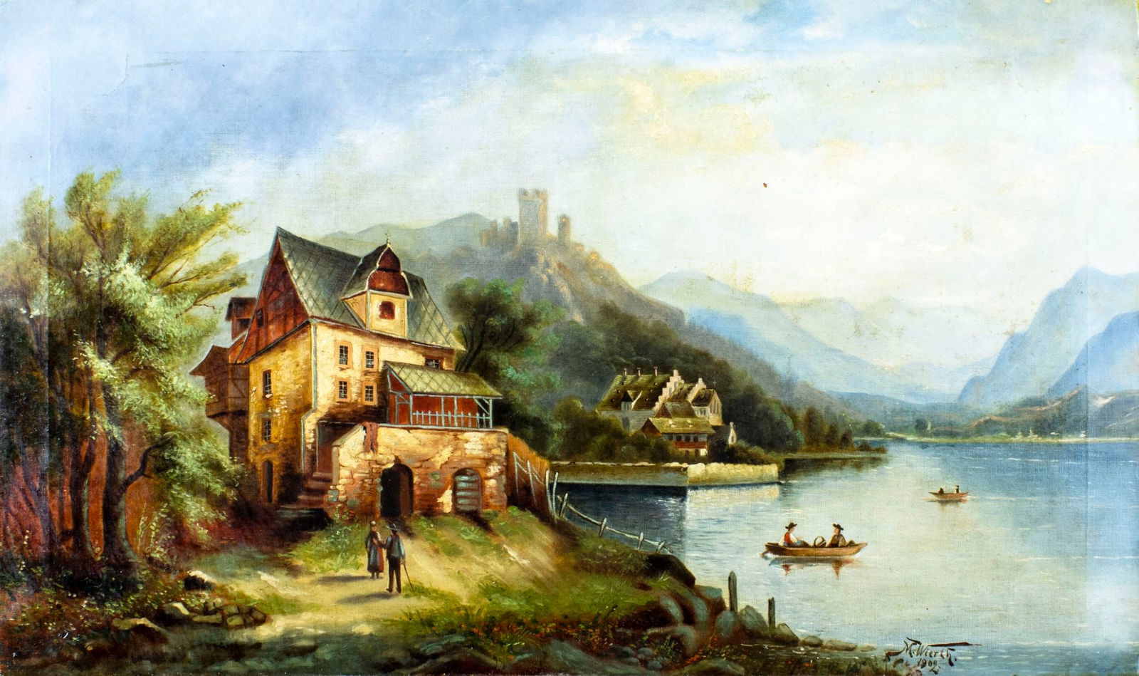 M Wierth (Europe,early 20C) oil painting antique (1 of 12)