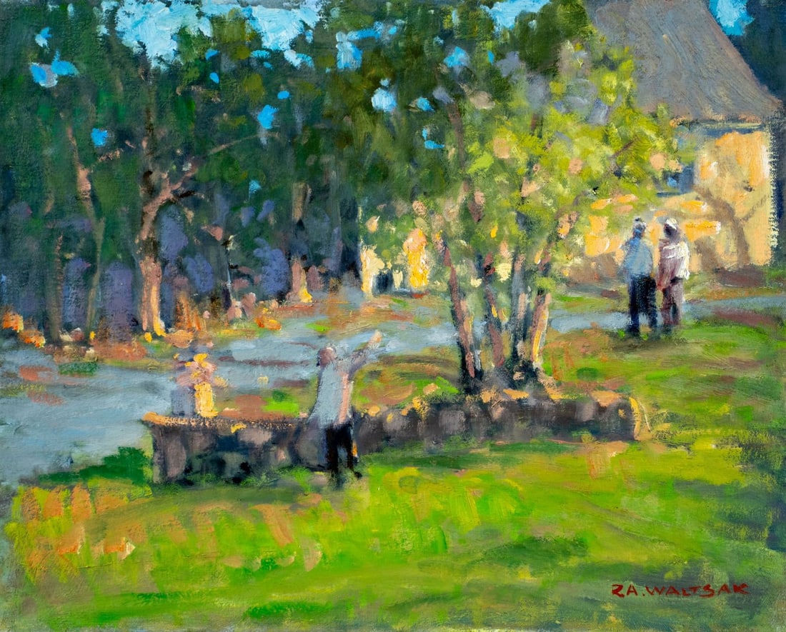 Robert Waltsak (NJ,b 1944) oil painting: ARTIST: Robert Alan Waltsak (New Jersey, born 1944) TITLE: Countryside Landscape MEDIUM: oil on canvas CONDITION: Very good. No visible inpaint under UV light. Normal wear a