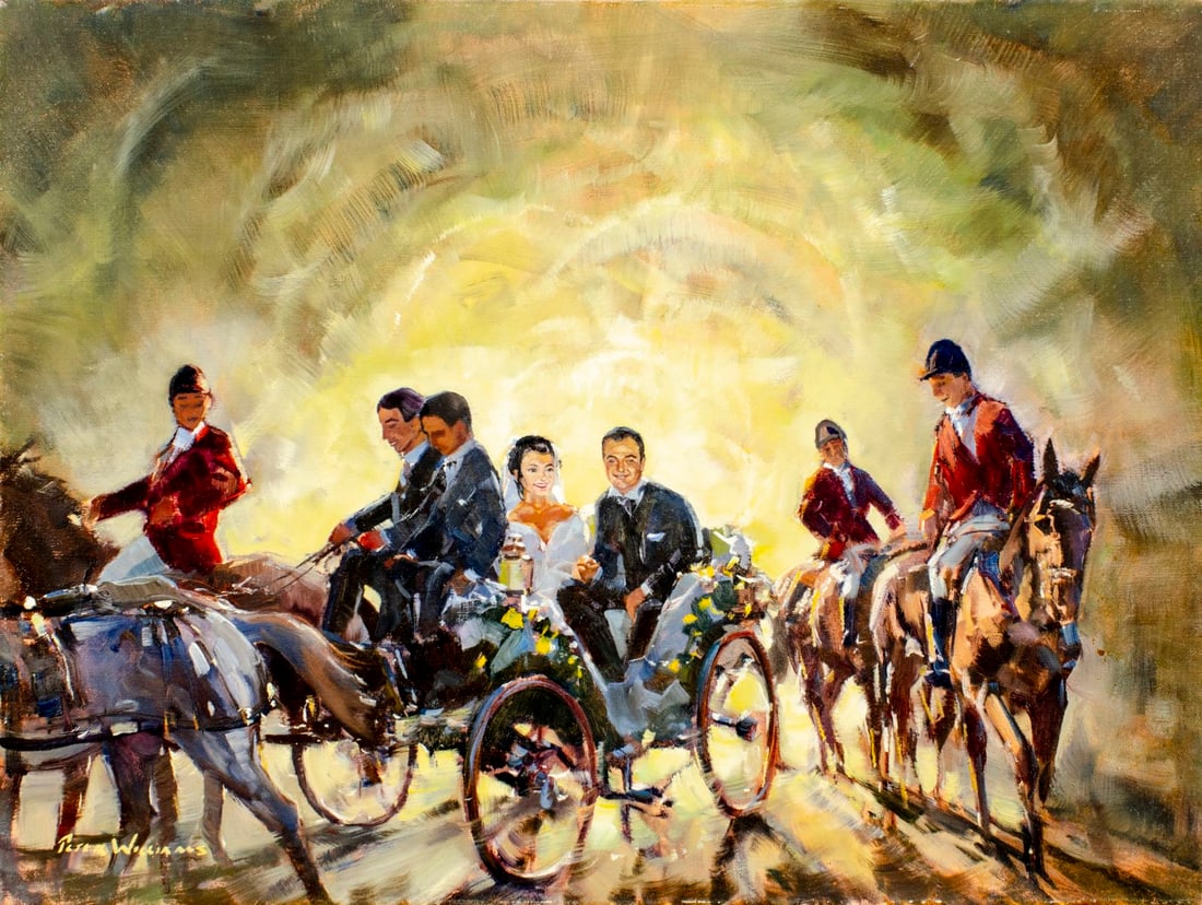 Peter Williams (NY,New Zealand,1934-2018) oil painting: ARTIST: Peter Williams (New York, New Zealand, 1934 - 2018) TITLE: Turkish Wedding MEDIUM: oil on canvas CONDITION: Few very minor paint losses mostly along edges. No visi