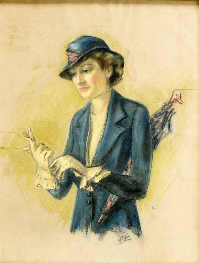 O Stone (US,early 20C) pastel painting antique (1 of 12)