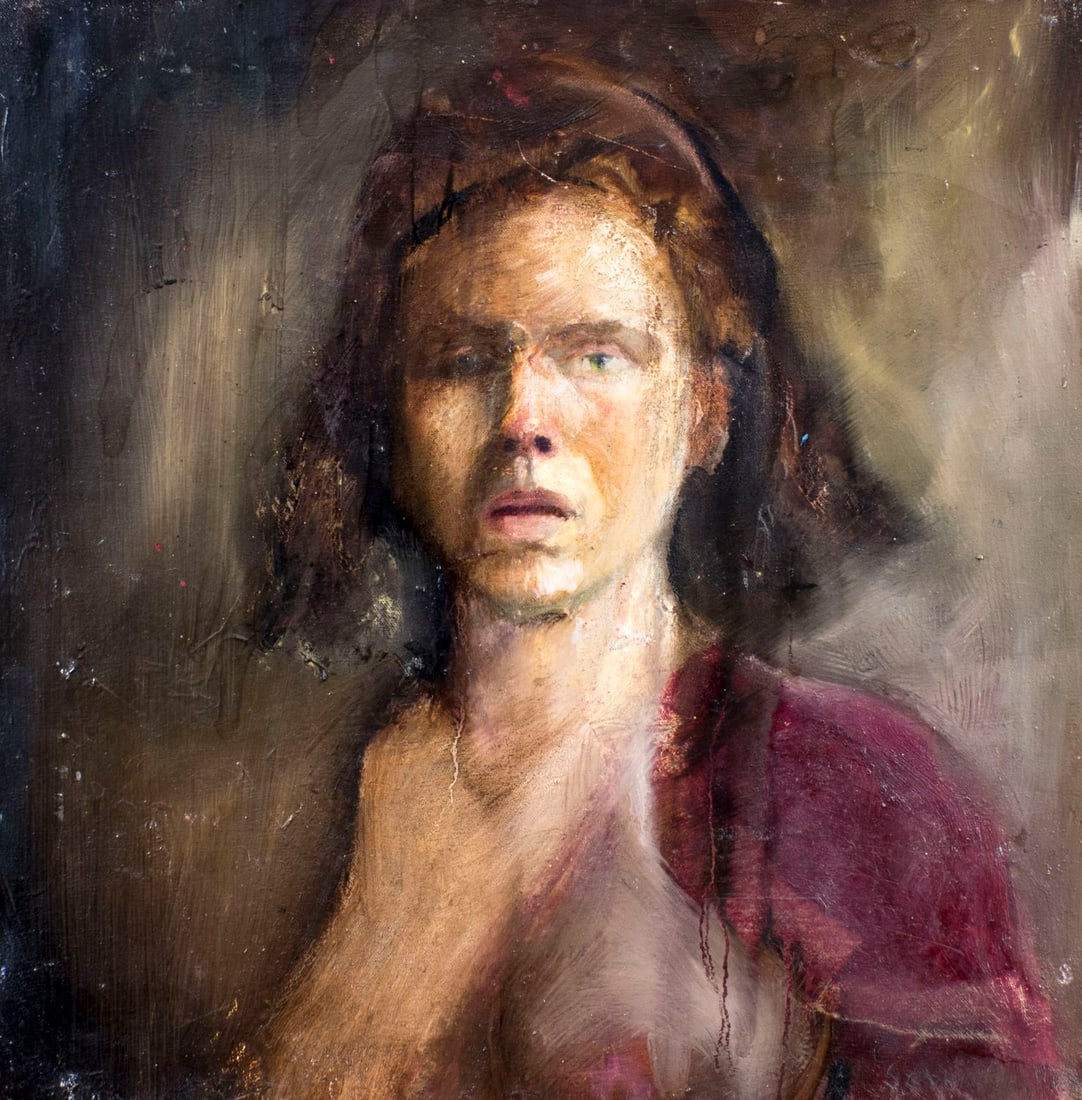 Seth Camm (PA,20C) oil painting: ARTIST: Seth Camm (Pennsylvania, 20/21 centuries) TITLE: The Lost One YEAR: 1999 MEDIUM: oil on canvas CONDITION: Few scratches. No visible inpaint under