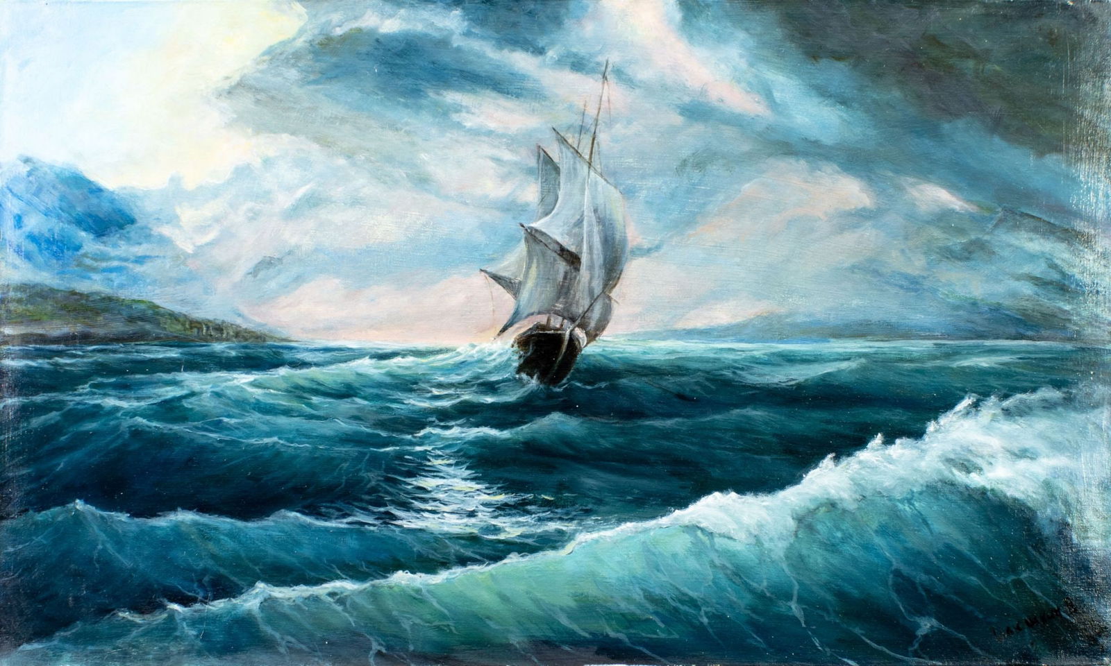 Viktor Ilyushkin (Russia,b 1946) oil painting: ARTIST: Viktor Nikolayevich Ilyushkin (Russian, born 1946) TITLE: Seascape with Sail Ship (titled on verso) YEAR: 2020 MEDIUM: oil on canvas CONDITION: U