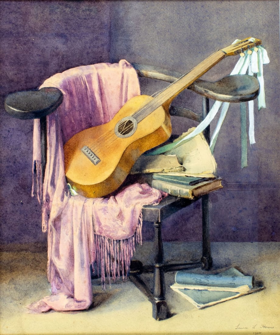 Laura Lewis Howes (US,1877-1966) watercolor painting antique (1 of 12)