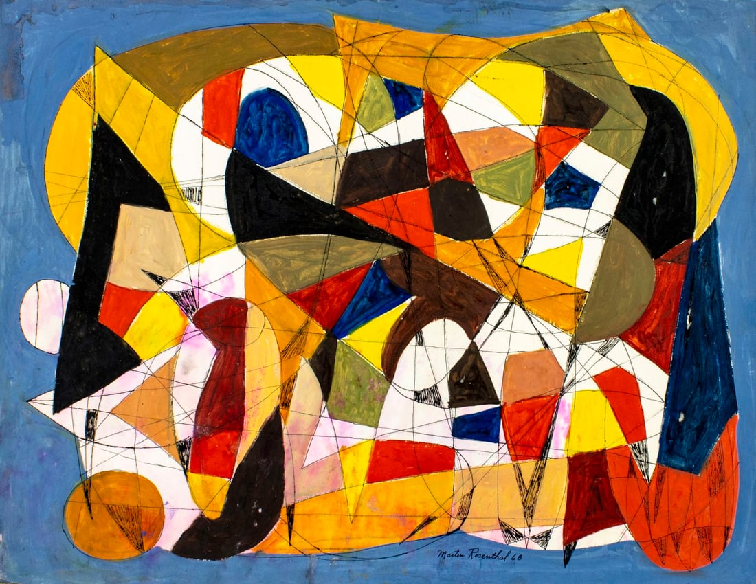 Martin Rosenthal (NY,MA,1899-1974) mixed media painting (1 of 12)