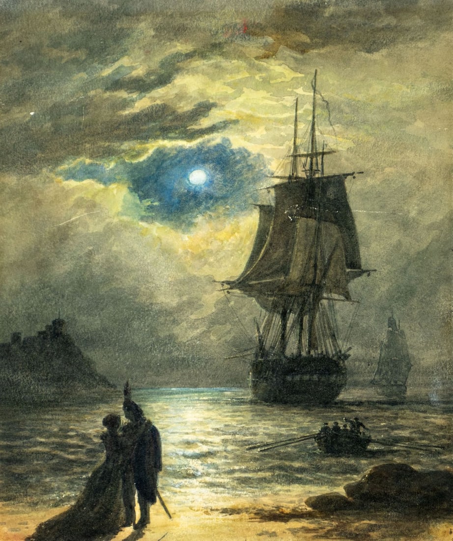 Antique early 20C European watercolor painting (1 of 11)