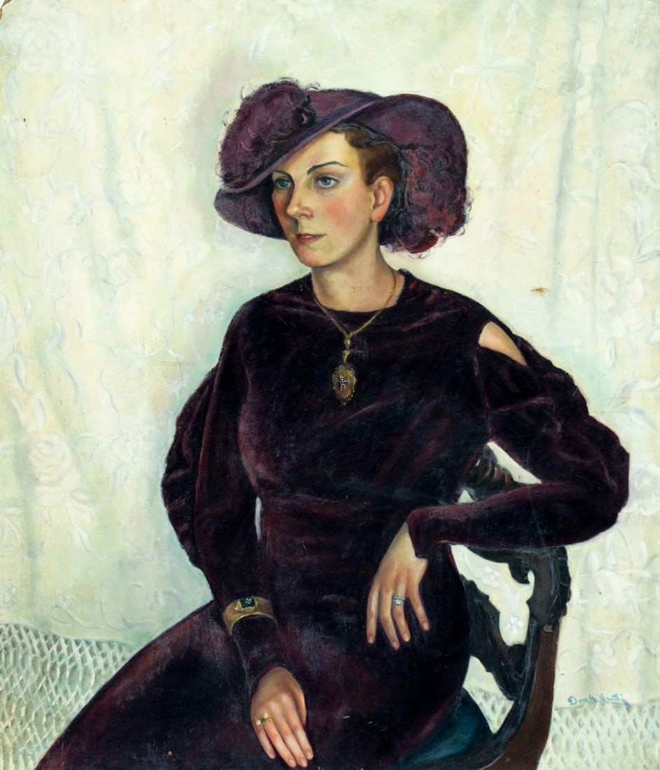 Antique early 20C American oil painting signed (1 of 12)