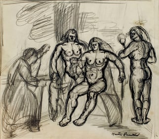 Martin Rosenthal (NY,MA,1899-1974) mixed media painting