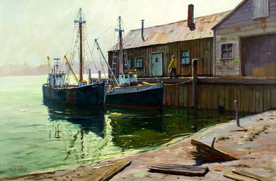 Hjalmar Cappy Amundsen (ME,NY,MA,1911-2001) oil painting