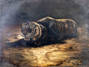 Antique 19C oil painting signed