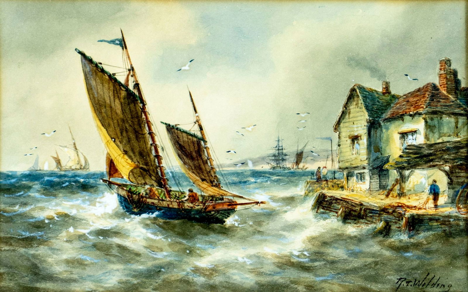 Robert Thornton Wilding (UK,1890-1928) watercolor painting antique (1 of 12)