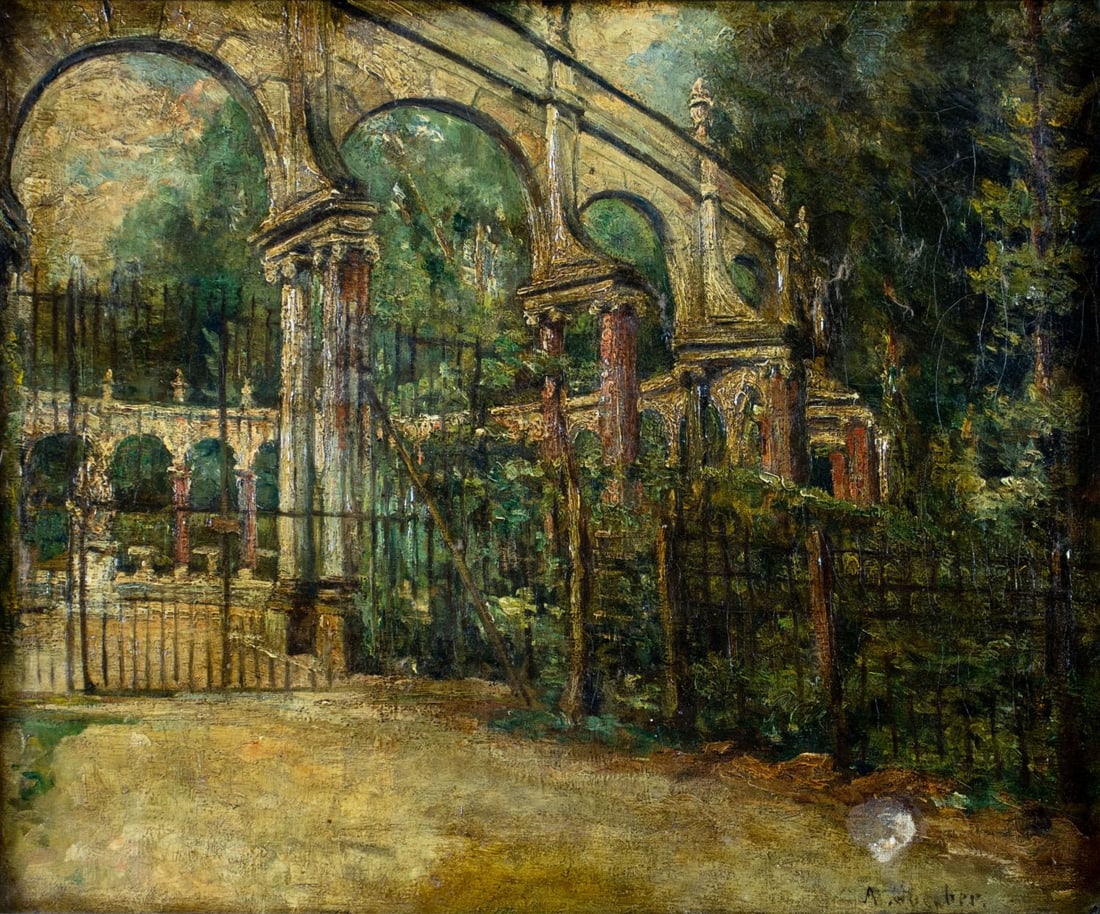 Antique 19C French oil painting signed (1 of 12)