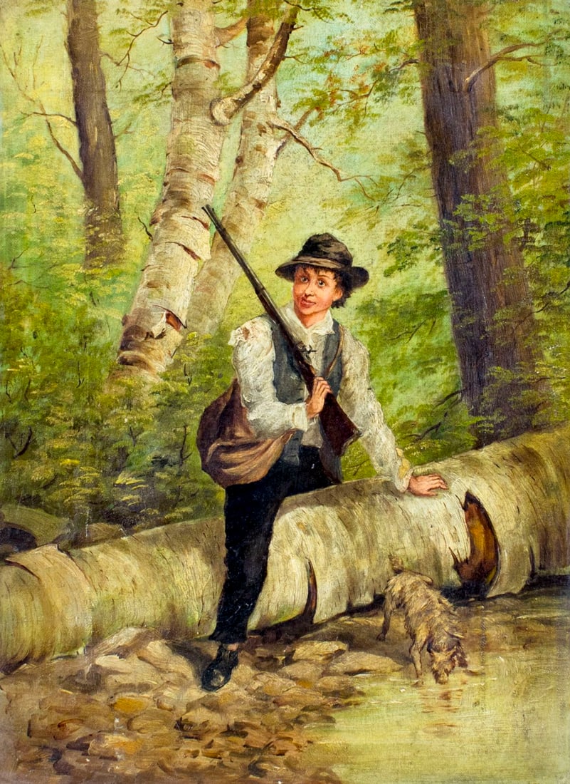 Antique early 20C American oil painting (1 of 13)