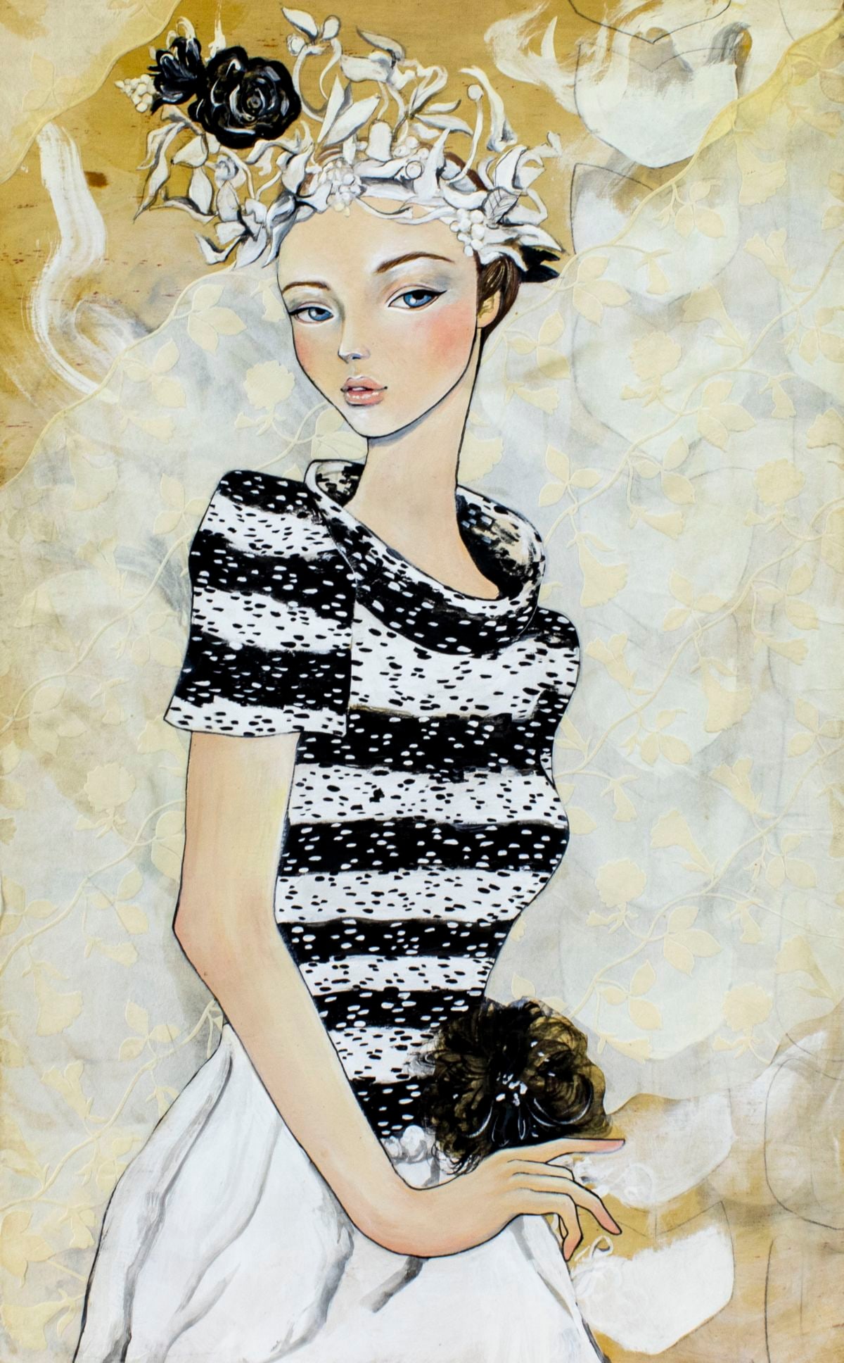 Alice Le (Vietnam,TX,20/21C) acrylic painting: ARTIST: Alice Le (Vietnamese, Texas, 20/21 centuries) TITLE: Chanel Girl YEAR: 2012 MEDIUM: acrylic on board CONDITION: Very good. No visible inpaint und