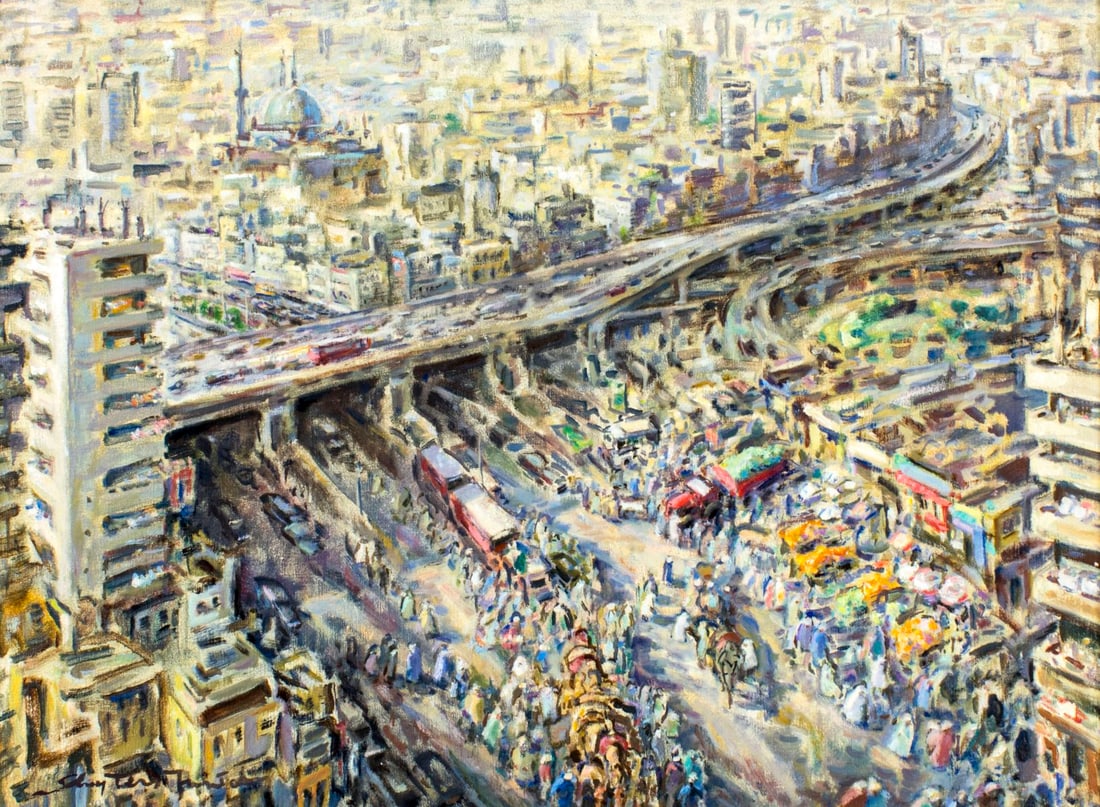 Jan Sluijters Jr (Dutch,1914-2005) oil painting: ARTIST: Jan Sluijters Junior (Netherlands, 1914 - 2005) TITLE: Cairo Markt in Centrum (titled on stretcher) MEDIUM: oil on canvas CONDITION: Very good. No visible inpaint un