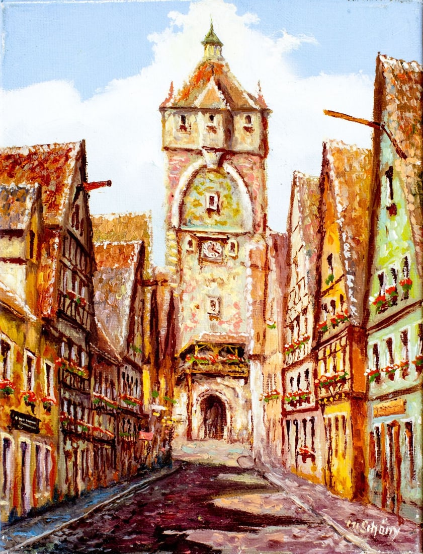 M Schony (German,1913-?) oil painting (1 of 13)