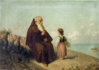 Antique 19C Italian oil painting (1 of 12)
