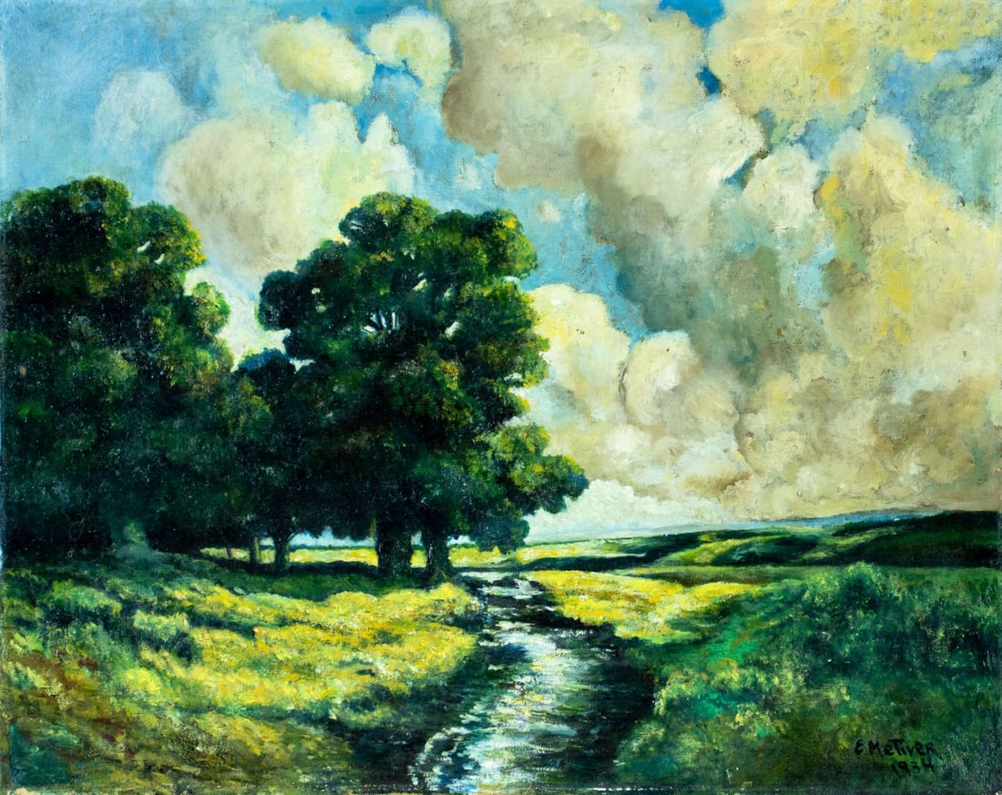 E Metiver (US,19/20C) oil painting antique (1 of 11)