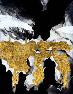 Patrick St Germain (Canada,20/21C) acrylic painting: ARTIST: Patrick St Germain (Canadian, 20/21 century) NAME: Abstract Composition MEDIUM: acrylic on canvas CONDITION: Excellent. No visible inpaint under UV light. SIGHT SIZE: 9 x 7 inches