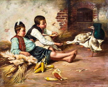 Geza Peske (Hungary,1859-1934) oil painting antique (1 of 12)