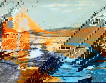J Hutchins (US,mid 20C) oil painting (1 of 14)