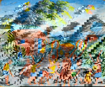 Jean Claude Damas (Haiti,b 1948) oil painting (1 of 12)