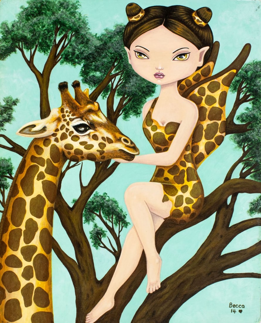 Becca Turner (UK,20/21C) acrylic painting: ARTIST: Becca Turner (United Kingdom, 20/21 centuries) TITLE: Savanna (titled on verso) YEAR: 2014 MEDIUM: acrylic on board CONDITION: Overall good. No