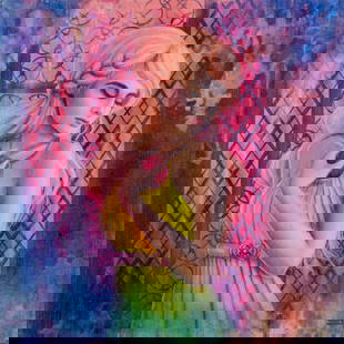Jinx In The Sky (Australia,New Zealand,20/21C) acrylic painting: ARTIST: Jinx In The Sky (Katharina Reithofer) (Australian, New Zealand, 20/21 centuries) TITLE: House of the Mockingbird (titled on verso) YEAR: 2016 MEDIUM: acrylic on boar