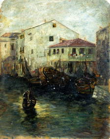 Antique early 20C European oil painting (1 of 11)