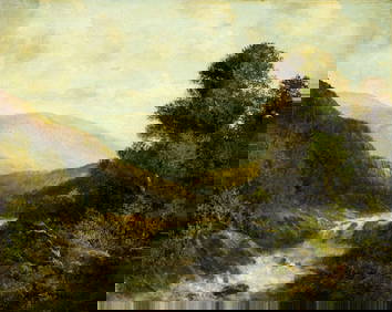 L Fischer (US,early 20C) oil painting antique (1 of 12)