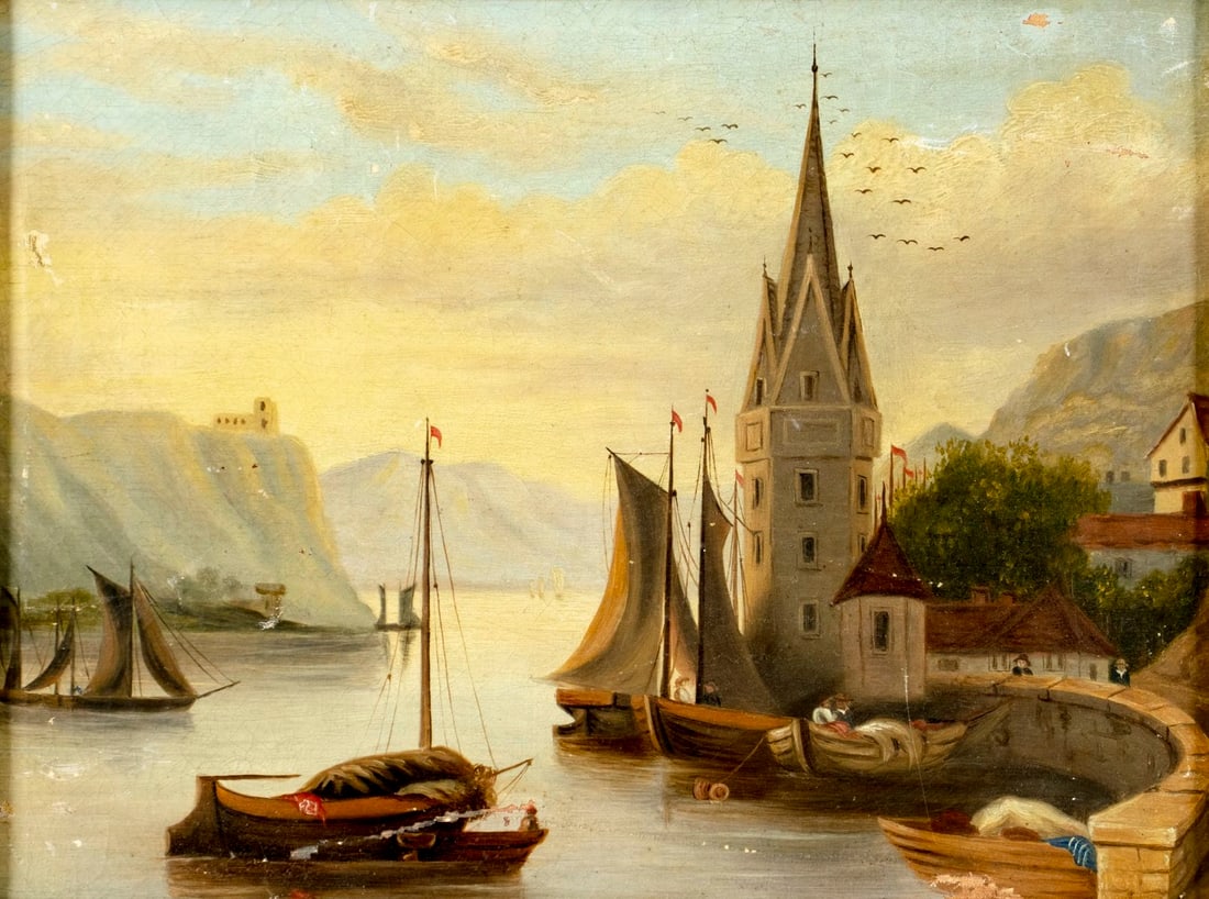 Antique 19C European oil painting (1 of 11)