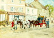Victor Geruzez Crafty (France,1840-1906) watercolor painting antique