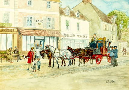 Victor Geruzez Crafty (France,1840-1906) watercolor painting antique