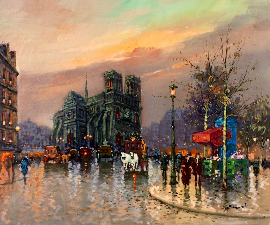 A Bouget (France,20C) oil painting (1 of 13)