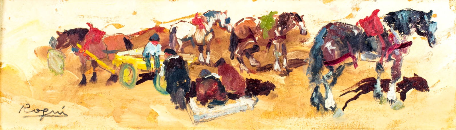 Vintage mid 20C European oil painting signed (1 of 12)