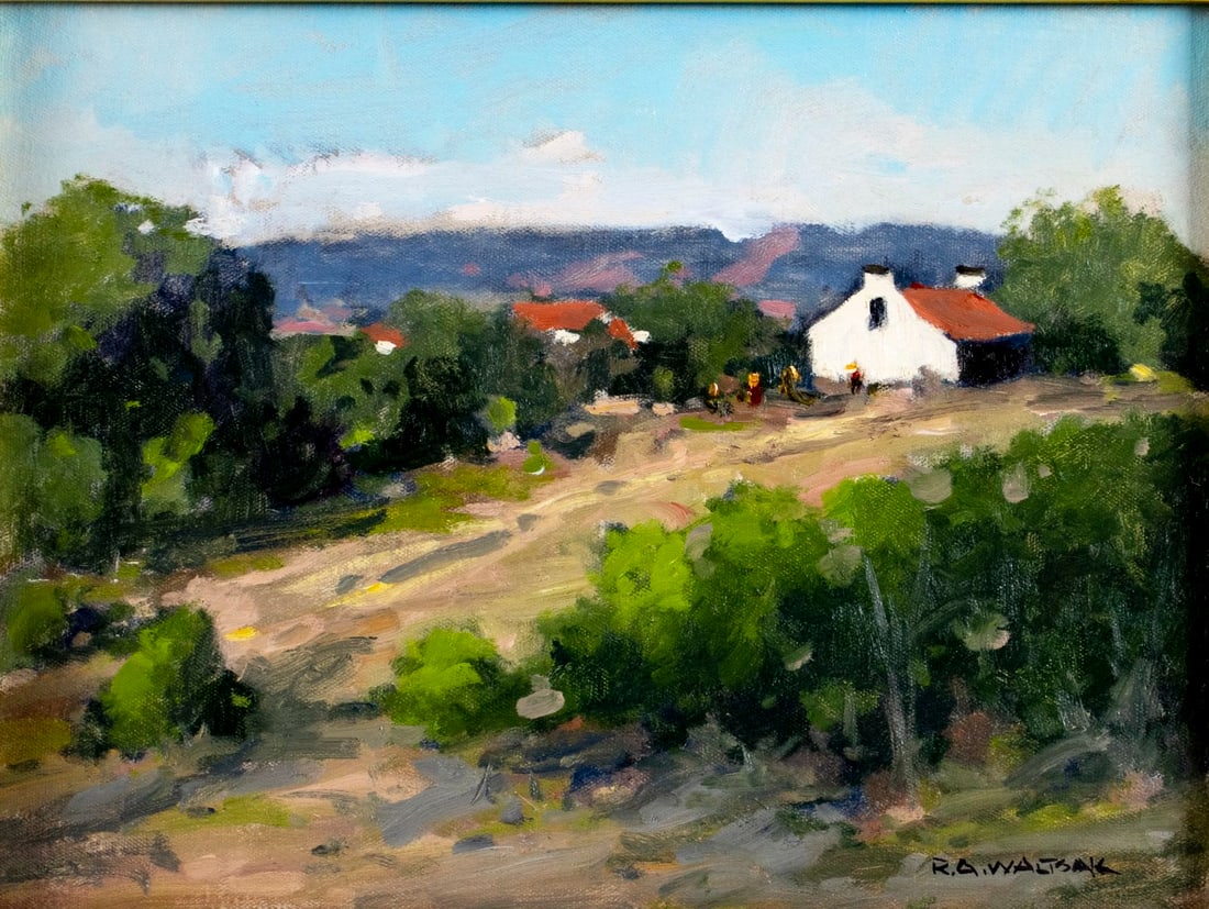 Robert Waltsak (NJ,b 1944) oil painting: ARTIST: Robert Alan Waltsak (New Jersey, born 1944) TITLE: Country Scene (titled on verso) YEAR: 2014 MEDIUM: oil on canvas CONDITION: Very good. No visi