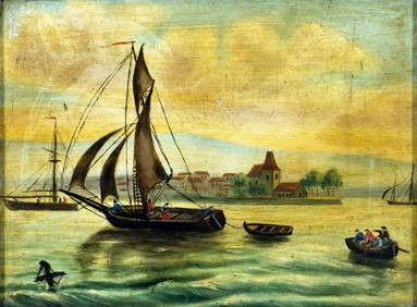 Antique early 20C French oil painting (1 of 11)