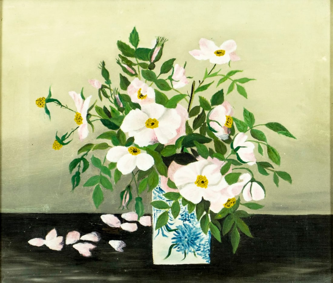 Sarah E Osgood (US,19C) oil painting antique (1 of 13)