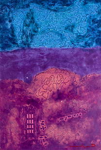 Manuel A Rodriguez (Filipino,1912-2017) mixed media painting: ARTIST: Manuel Antonio Rodriguez Sr (Philippines, 1912-2017) NAME: Abstract Composition MEDIUM: mixed media on paper CONDITION: Some minor paint losses/scratches (see pictures carefully). No