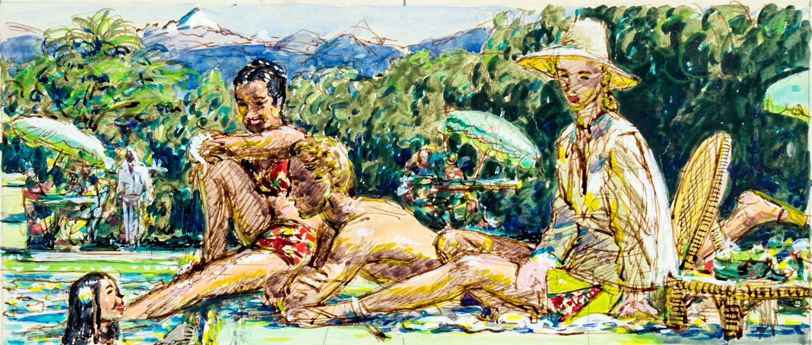 Edwin Georgi (NY,1896-1964) gouache painting (1 of 12)