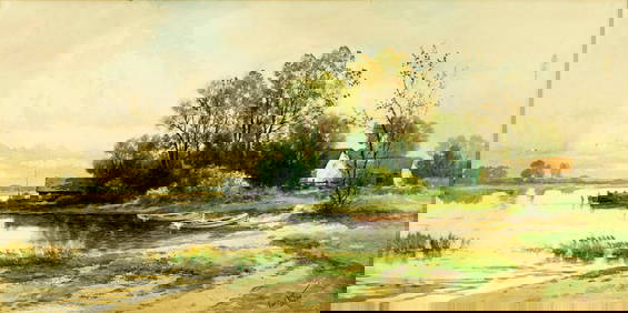 Carl Weber (PA,German,1850-1921) watercolor painting antique (1 of 14)