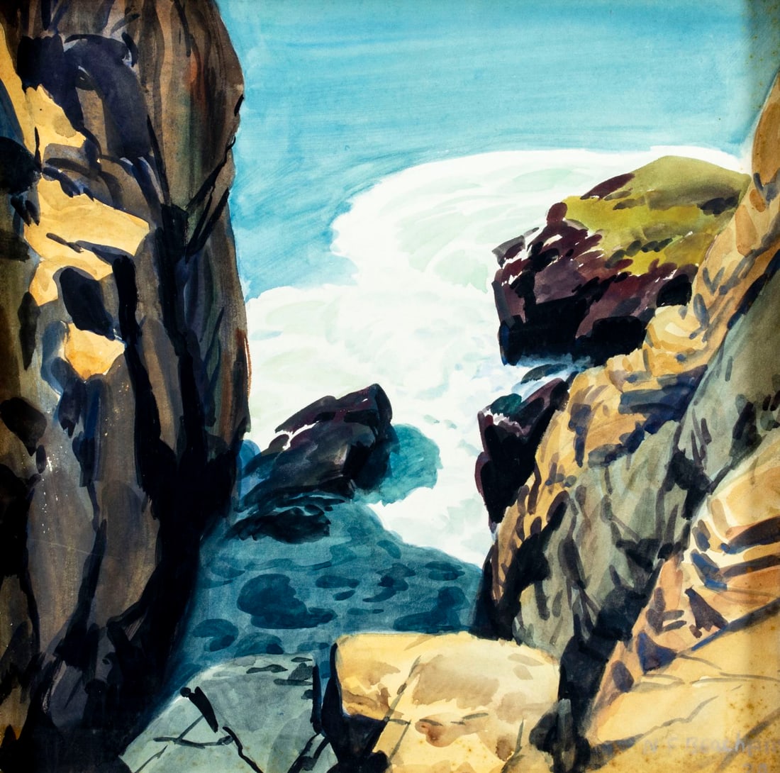 Noble Beacham (PA,1898-1987) watercolor painting antique (1 of 12)