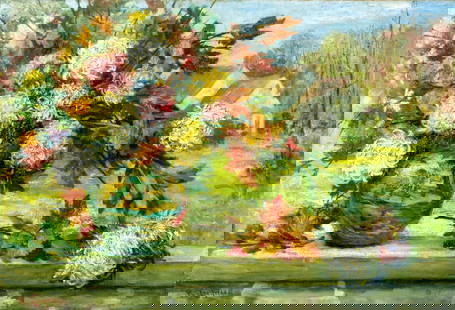 Richard Creifelds (NY,1853-1939) oil painting antique: ARTIST: Richard Creifelds (New York, 1853 - 1939) TITLE: Still Life with Autumn Bouquet MEDIUM: oil on canvas. Canvas applied to board. CONDITION: Some scratches/paint los