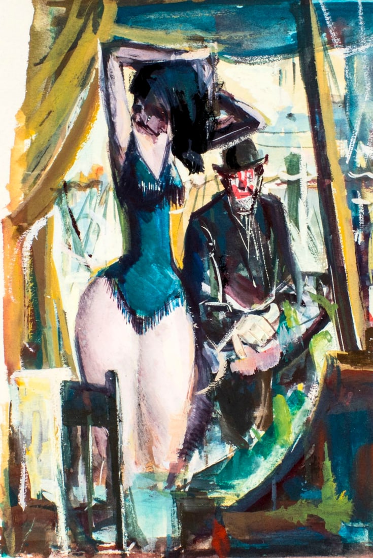 Carlyle Browning (MO,CT,1921-1968) gouache painting (1 of 14)